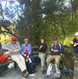 Hikers enjoying Lunchbreak on the Lake Matheson Track