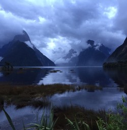 Evening mist over mountains