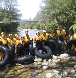 Rafting Group at Nile River swingbridge