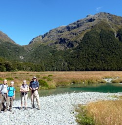 Hikers on the Routeburn Flats