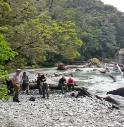 Taking a break by the Routeburn River