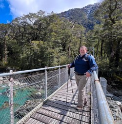 Routeburn Track guest on bridge GW25OCT25