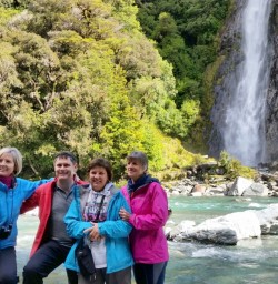 Hikers at Waterfall