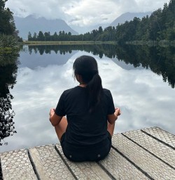Woman in Lake Matheson Track 20JAN25