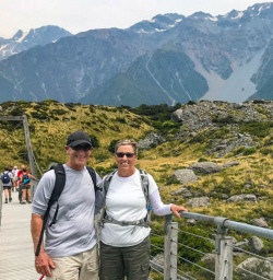 Couple hiking Hooker Valley track