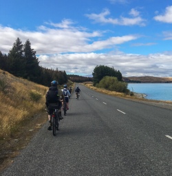 Biking along Lake Pukaki, Canterbury New Zealand