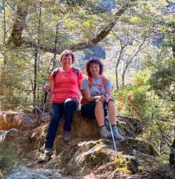 1 Female Travellers Hiking Routeburn Track 07MAR25