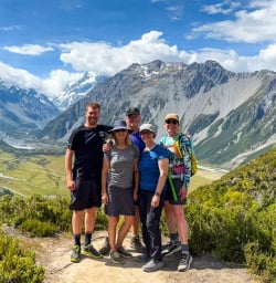 Guests hiking in Aoraki Mount Cook National Park 130124 5