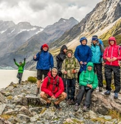 Group at Hooker Lake, Aoraki Mount Cook National Park Canterbury New Zealand