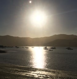 Sunset at Akaroa Harbour, Canterbury New Zealand