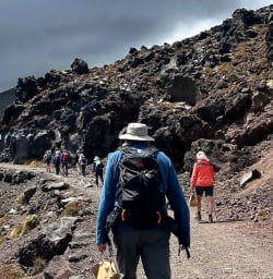 140125 Guests hiking in Tongariro National Park
