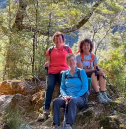 1 Happy Women Hiking Routeburn Track Great Walk 07MAR25