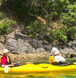 1. Guests exploring Cathedral Cove by Kayak