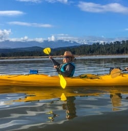 Kayaking at Okarito Lagoon, West Coast New Zealand