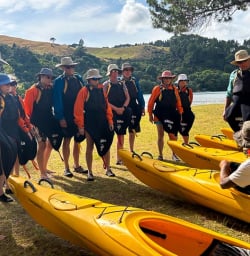 140125 Group learning to kayak New Zealand North Island