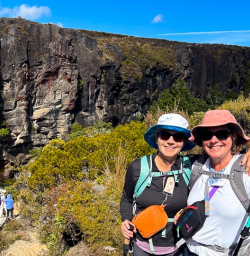 140125 Two female guests hiking in Tongariro National Park