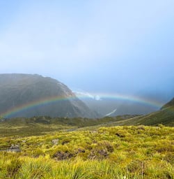 Rainbow in Mount Cook National Park 