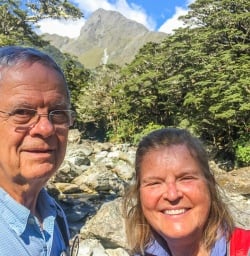 Couple at Routeburn Track River, Otago New Zealand