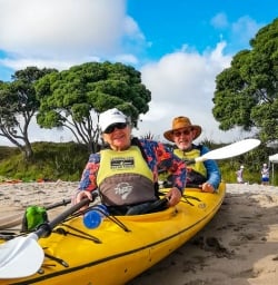 Guests on Cathedral Cove kayak