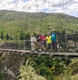 Group on Edgar Bridge, Otago New Zealand