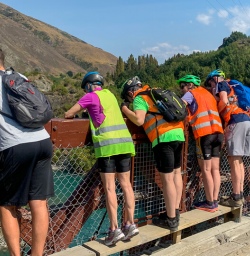 Group at Kawarau Gorge Suspension Bridge, Otago New Zealand