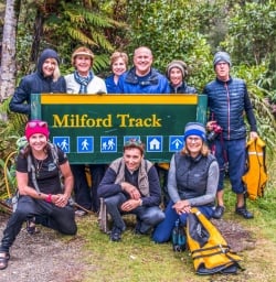 Group at Milford Track, Fiordland National Park Southland New Zealand