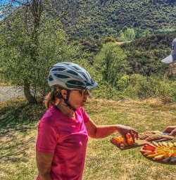 Snack at Arrow River Bridges Ride, Otago New Zealand