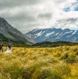 Walking at Aoraki Mount Cook National Park, Canterbury New Zealand