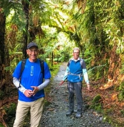 Couple hiking Milford Track