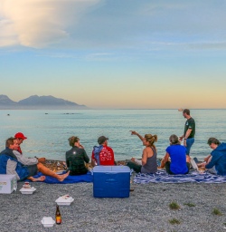 Group at Lake Tekapo beach, Otago New Zealand