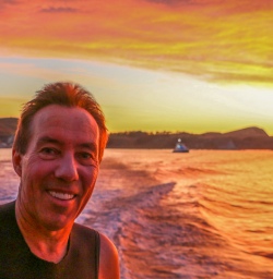 Sunrise on the boat at Christchurch, Canterbury New Zealand