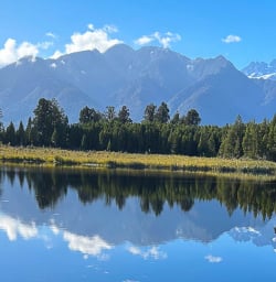 Reflective Lake Matheson in New Zealand