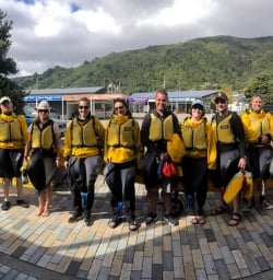 Kayaking group at Picton, Marlborough Sounds New Zealand