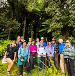 Group ready to hike Matahuru Valley 200125