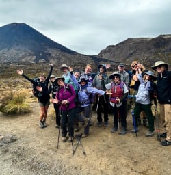 Guests hike in Tongariro National Park 200125