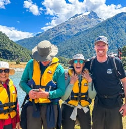 Guests on Wilderness Jet boat in Mount Aspiring National Park 130124 2