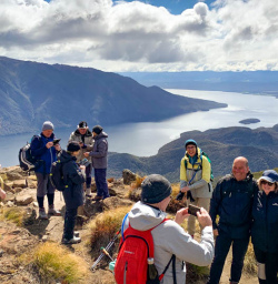 Big group top of Kepler Luxmore Hut