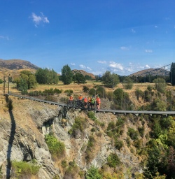 Group at Arrow river bridges ride, Otago New Zealand