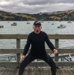 Happy guest at Akaroa, Canterbury New Zealand