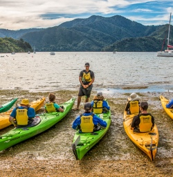 Heading to kayak at Queen Charlotte Sounds, Marlborough New Zealand