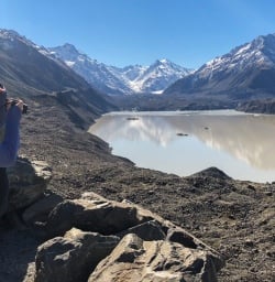 Guest at Tasman Glacier Viewpoint, Canterbury New Zealand