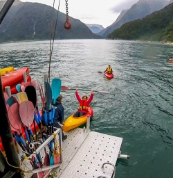 Kayaking at Milford Sound, Fiordland New Zealand