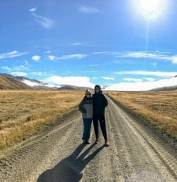 Couple at Mount Nicholas Road, Southland New Zealand