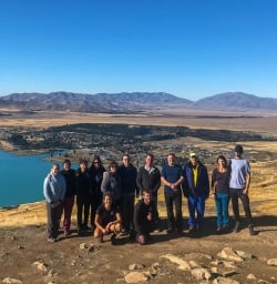 Group above Lake Tekapo, Canterbury New Zealand