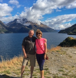 Couple at Devils Staircase Lookout Point, Lake Wakatipu Otago New Zealand