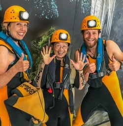 Rafting group at Nile river, West Coast New Zealand 