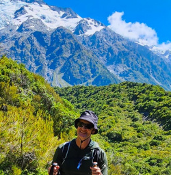 Man hiking in AorakiMount Cook National Park 03FEB25