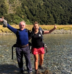 Couple at Siberia Stream, Mount Aspiring National Park, Otago New Zealand