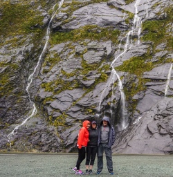 Group at Homer Tunnel, Fiordland New Zealand