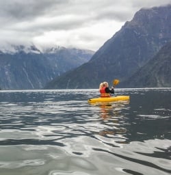 Kayak tour at Milford Sound, Fiordland New Zealand